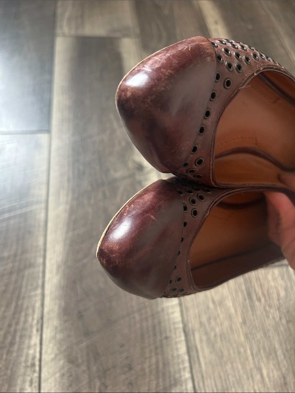 Givenchy Brown Leather Studded Pointed-Toe Flats - Picture 9 of 10